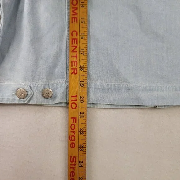 Vintage 90s Susan Bristol Embellished Denim Shirt XL Blue Casual Americana Boxy - Picture 9 of 10